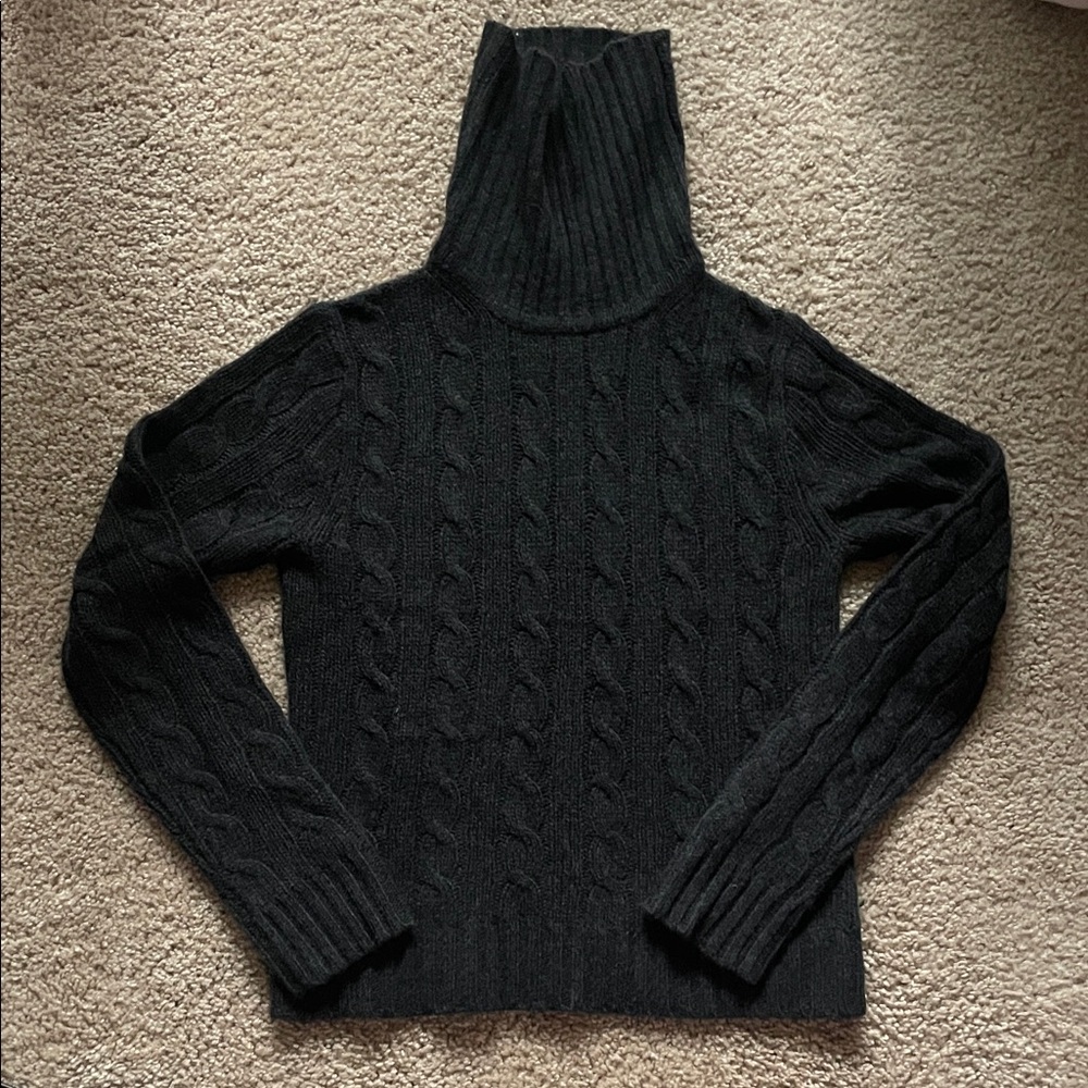 J. Crew Dark Gray Cable Knit Turtleneck Sweater